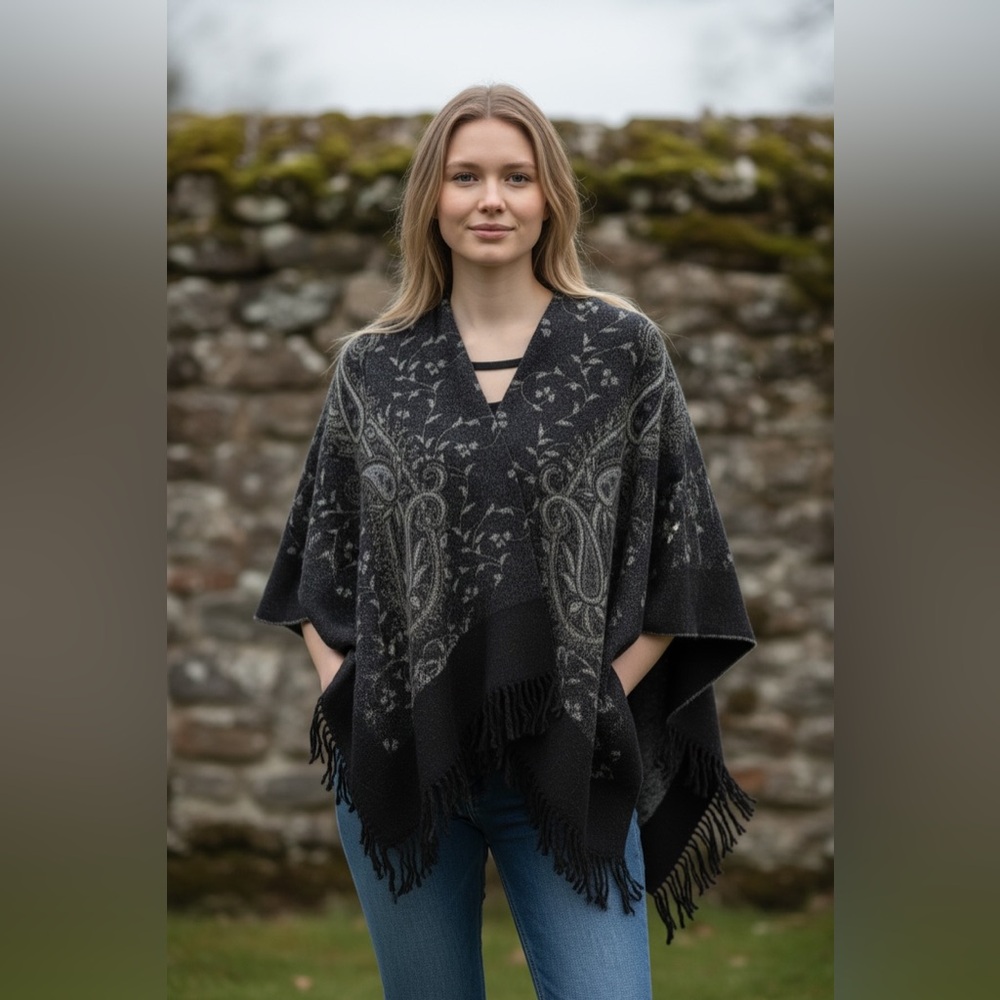 East 5th Black and Gray Paisley Shawl